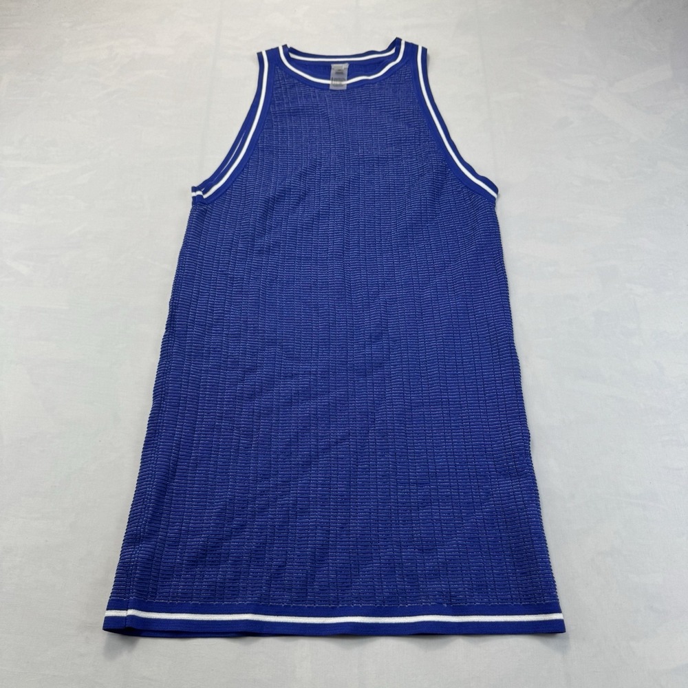 PQ Swim Logan Women's M/L Blue White Trim Sleeveless Knit Shift Dress